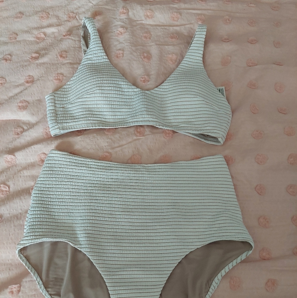 Lululemon stripe tan & white swimsuit bikini